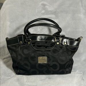 Coach Black Geometric Embossed Tote